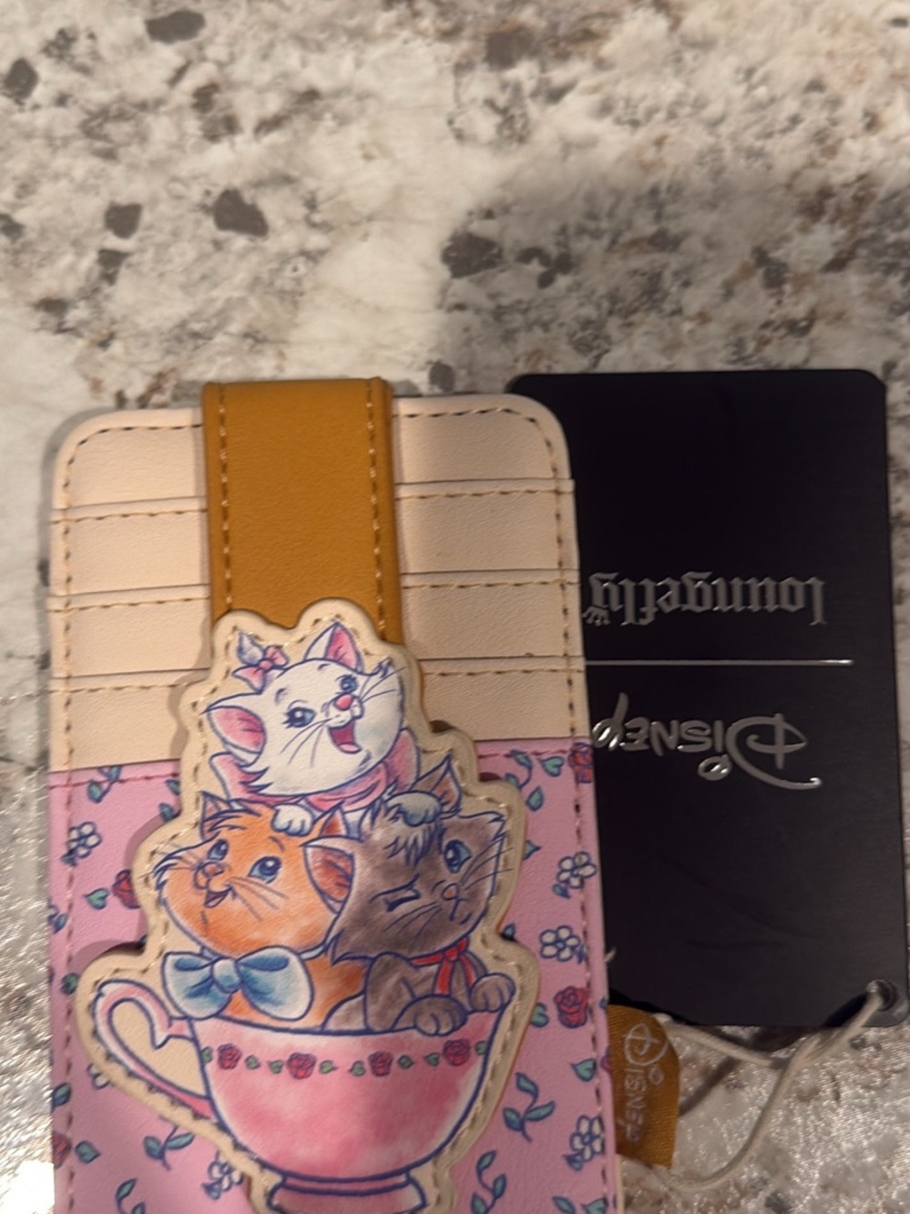 Loungefly Pink Aristocats Teacup Cardholder with Mustard Strap